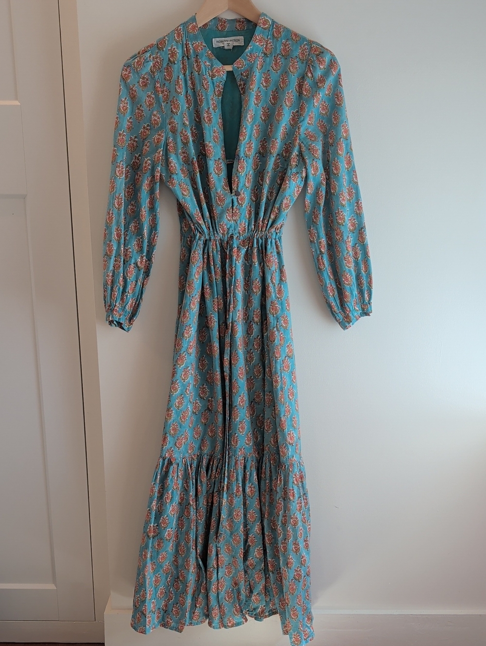 Emerson Fry Teal Floral Long Sleeve Maxi Dress